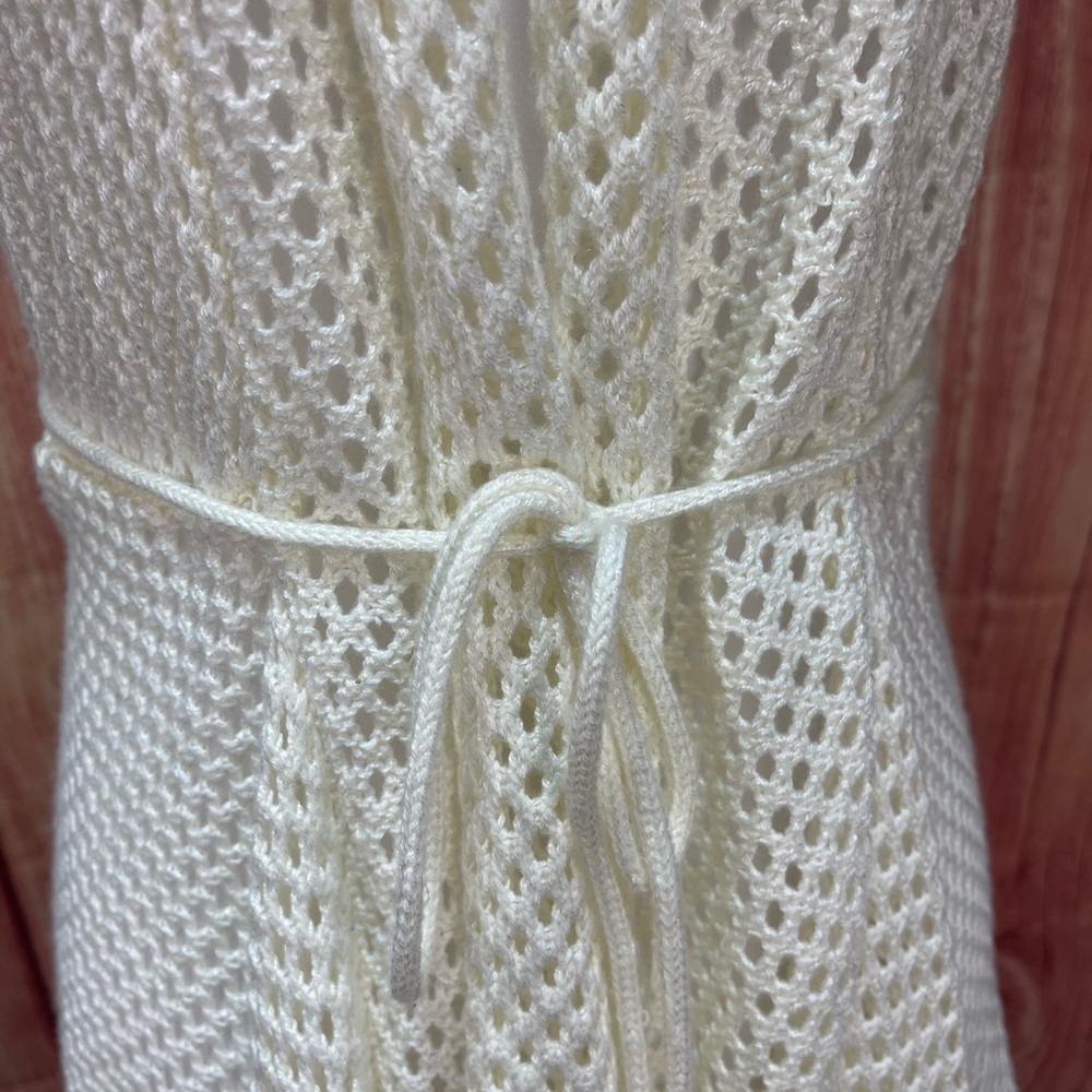 Deb off white crochet open front sleeveless cardigan sweater vest women’s size S - Picture 16 of 17